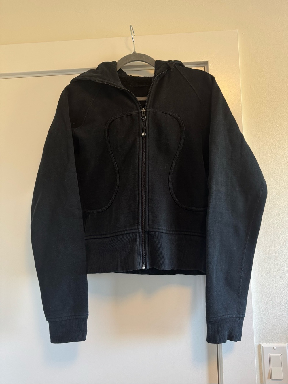Lululemon Black Scuba Full-Zip Hoodie Cotton Fleece Sz 4/6